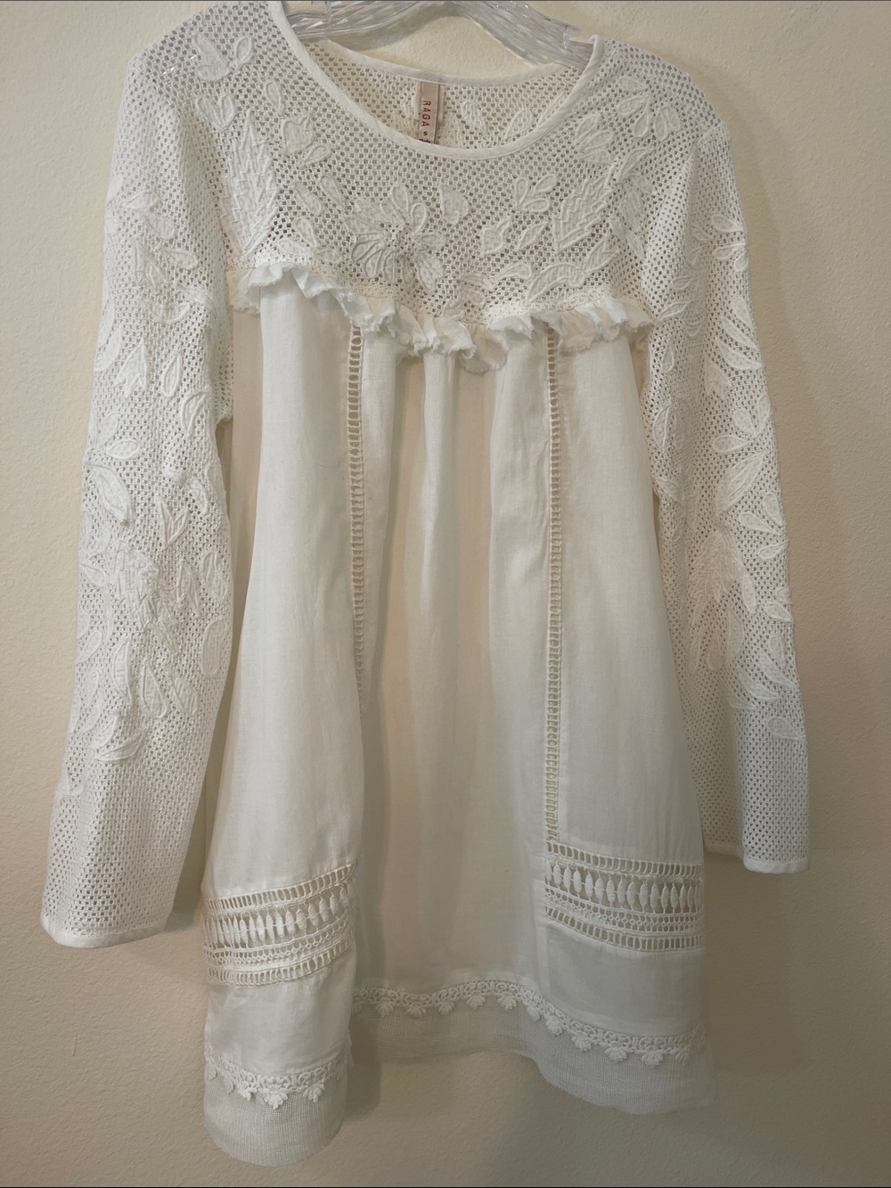 RAGA White Cotton Crochet Boho Tunic/Cover-Up - Picture 16 of 16